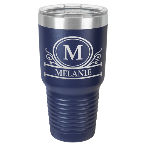 Personalized Laser Engraved 30 oz Insulated Tumbler - Circle Monogram