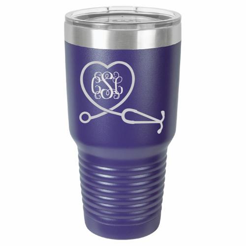 Personalized Laser Engraved 30 oz Insulated Tumbler - Stethoscope Monogram
