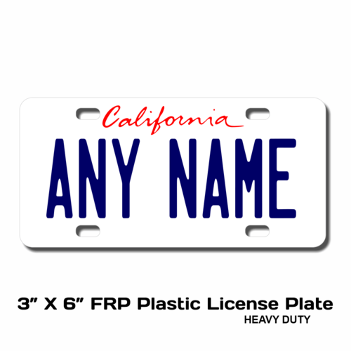 Personalized California 3 X 6 Plastic License Plate 