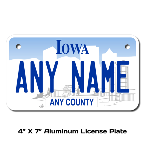 Personalized Iowa 4 X 7 License Plate