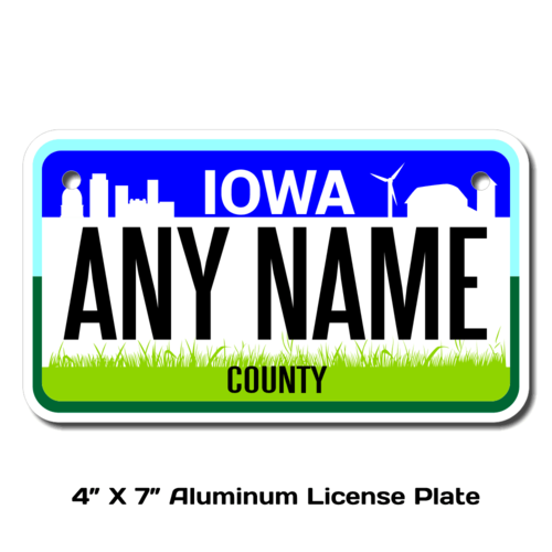 Personalized Iowa 4 X 7 License Plate