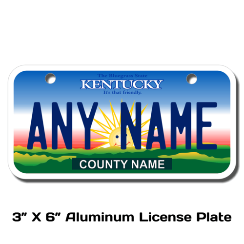 Personalized Kentucky 3 X 6 License Plate 