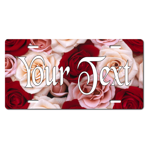 Personalized Roses Background License Plate for Bicycles, Kid's Bikes, Carts, Cars or Trucks