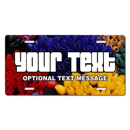 Personalized Colorful Tulips License Plate for Bicycles, Kid's Bikes, Carts, Cars or Trucks