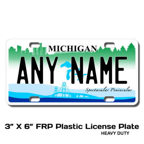 Personalized Michigan 3 X 6 Plastic License Plate 