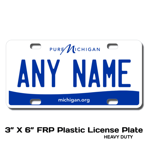 Personalized Michigan 3 X 6 Plastic License Plate 