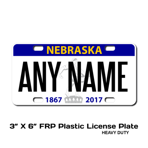 Personalized Nebraska 3 X 6 Plastic License Plate 