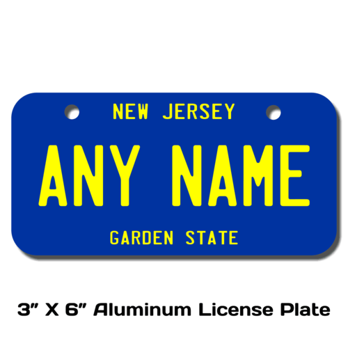 Personalized New Jersey 3 X 6 License Plate 