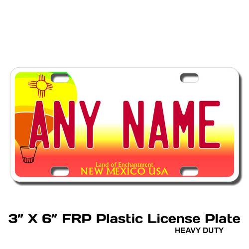 Personalized New Mexico 3 X 6 Plastic License Plate 