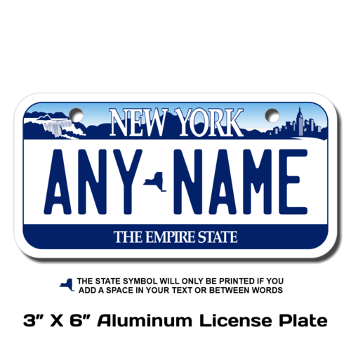 Personalized New York 3 X 6 License Plate 