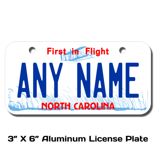 Personalized North Carolina 3 X 6 License Plate 