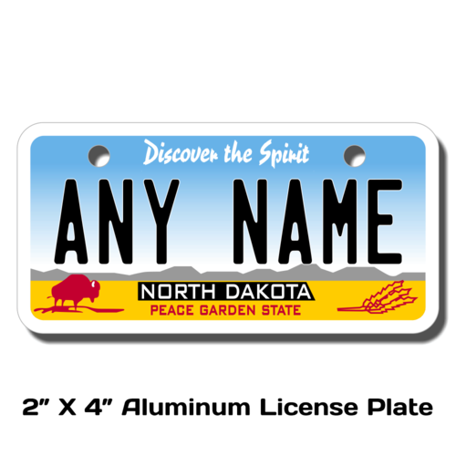 Personalized North Dakota 2 X 4 License Plate 