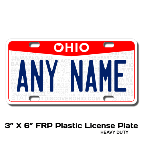 Personalized Ohio 3 X 6 Plastic License Plate 