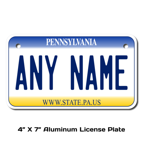 Personalized Pennsylvania 4 X 7 License Plate