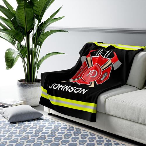 Fire Department Personalized Sherpa Fleece Blanket - Warm Cozy Personalized - Free Shipping