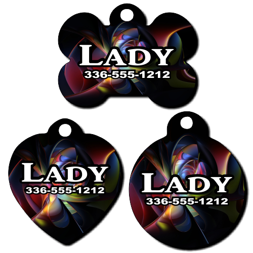 Personalized Multi-Colored Background Pet Tag for Dogs and Cats