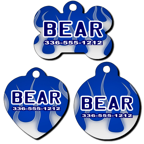 Personalized Grey Flames Background Pet Tag for Dogs and Cats
