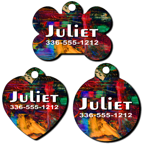 Personalized Abstract Painting Background Pet Tag for Dogs and Cats