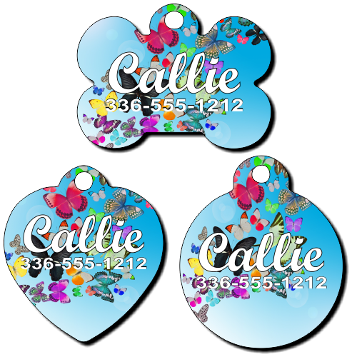Personalized Butterflies Background Pet Tag for Dogs and Cats