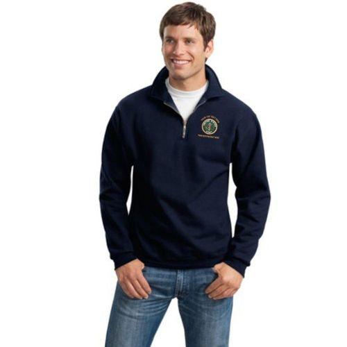 Jerzees Military Super Sweats - Qtr Zip Sweatshirt with Cadet Collar with Custom Embroidered Logo 