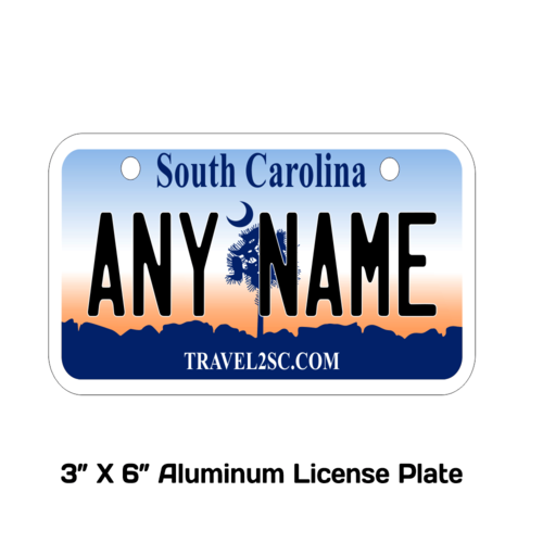 Personalized South Carolina 3 X 6 License Plate