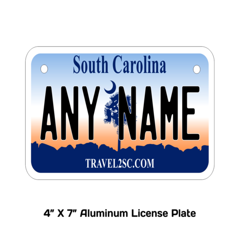 Personalized South Carolina 4 X 7 License Plate