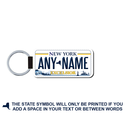 Personalized New York 1.5 X 3 Key Ring License Plate 