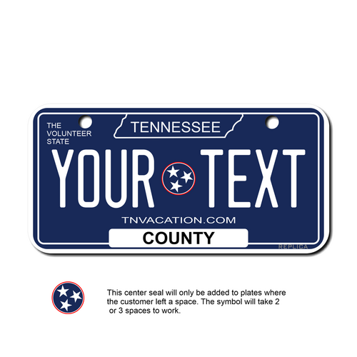 Personalized Tennessee 3 X 6 License Plate 