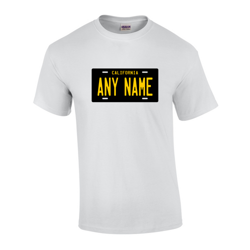 Personalized California License Plate T-shirt Adult and Youth Sizes Version 4