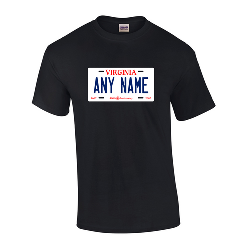 Personalized Virginia License Plate T-shirt Adult and Youth Sizes Version 1