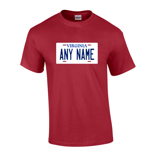 Personalized Virginia License Plate T-shirt Adult and Youth Sizes Version 2
