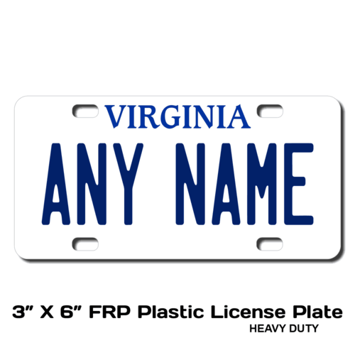 Personalized Virginia 3 X 6 Plastic License Plate 
