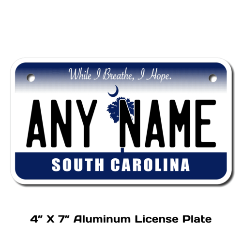 Personalized South Carolina 4 X 7 License Plate