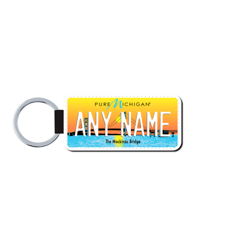 Personalized Michigan 1.5 X 3 Key Ring License Plate 